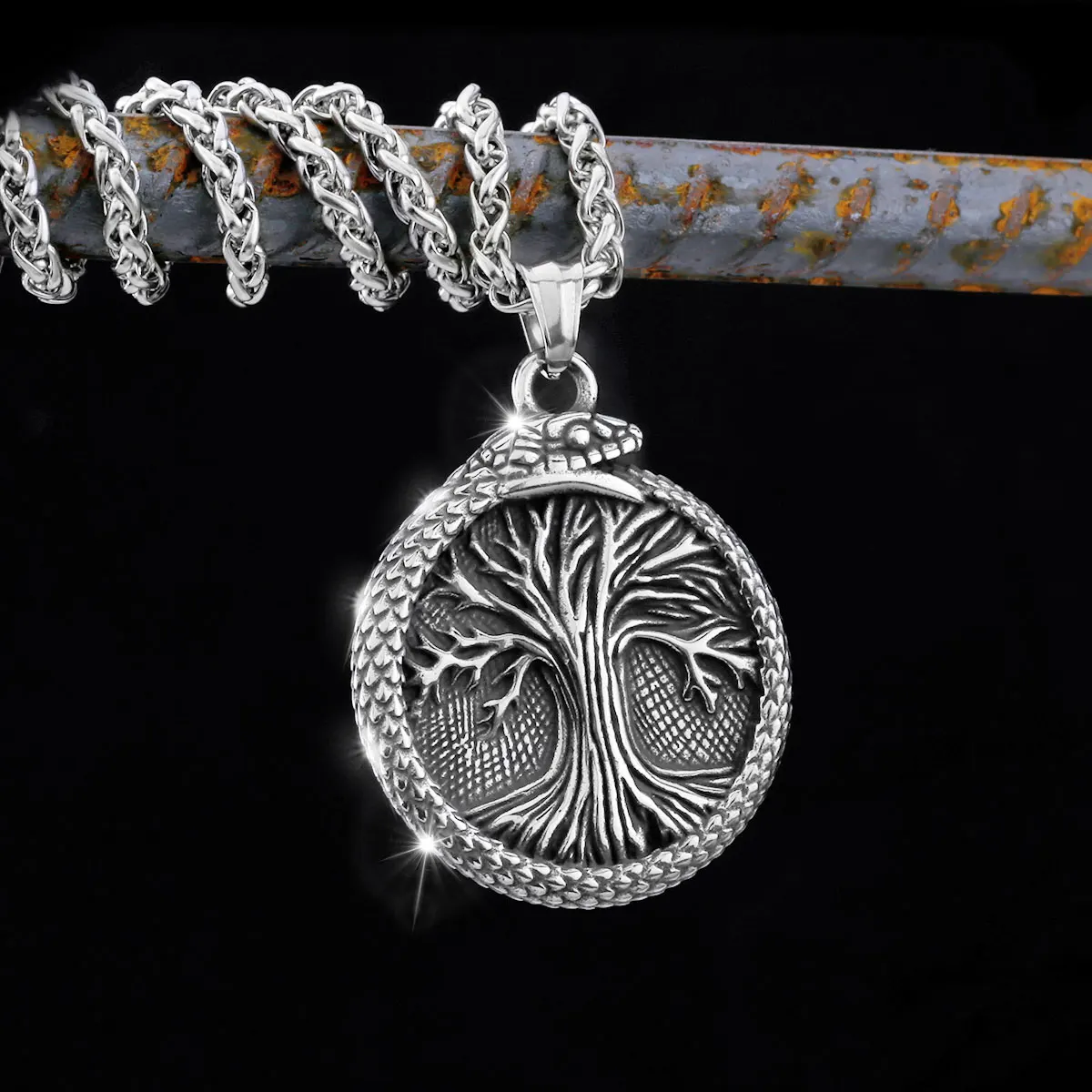 Nordic Snake Viking Tree of Life Yggdrasil Stainless Steel New Necklace for Men Gift Norse Pendants jewelry Amulet