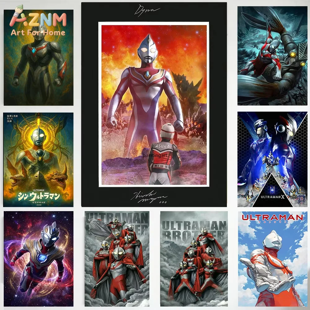 1 Stück, Ultraman Tiga Dyna Zero Anime-Leinwandposter, Wandkunstdrucke, HD-Heimdekoration, Jungenzimmer, Schlafzimmer, Kinderzimmer, Schlafzimmerbilder
