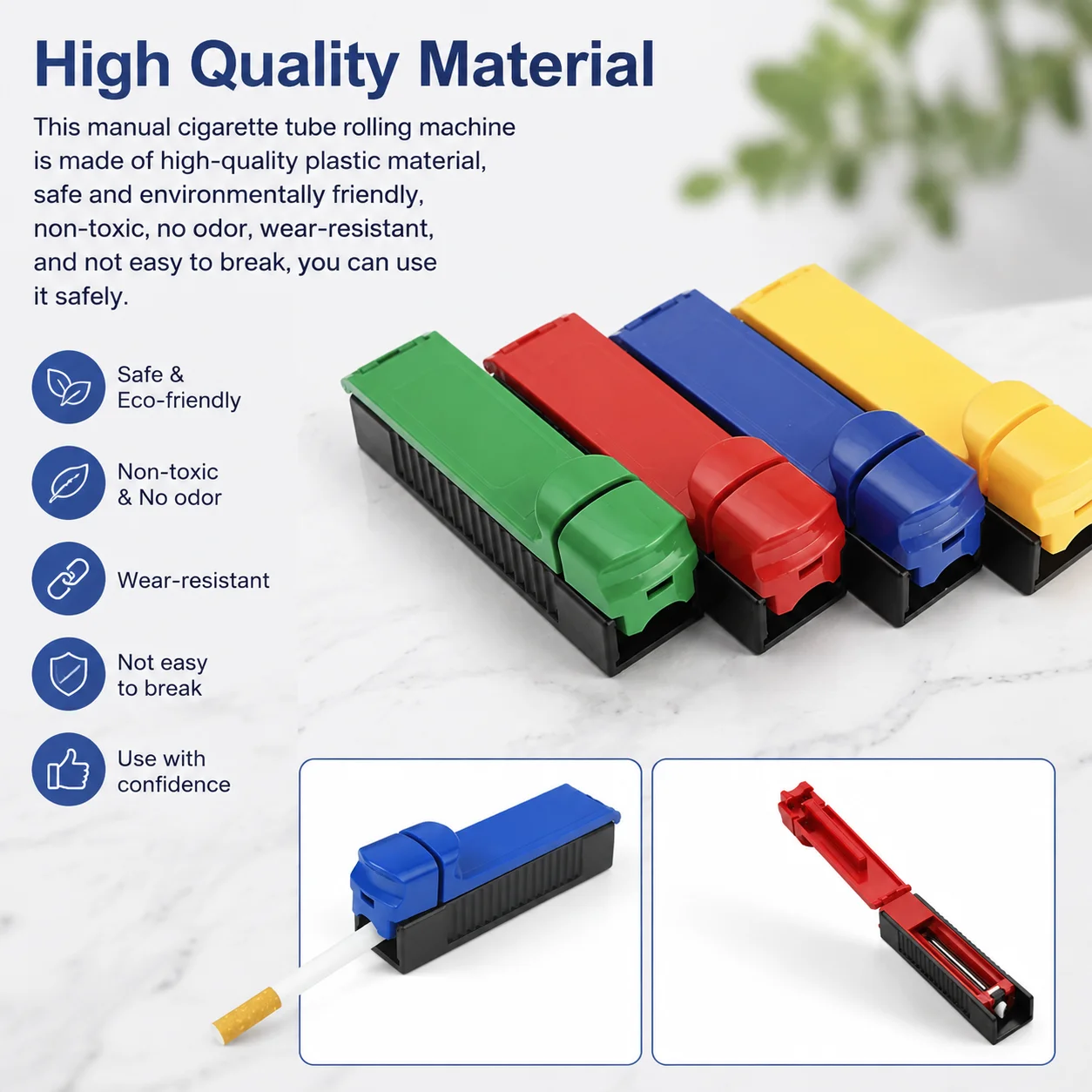 Cigarette Roller Machine Manual Cigarette Tube Rolling Machine Tobacco Smoke Injector Practical Smoking Tool for Home 8mm