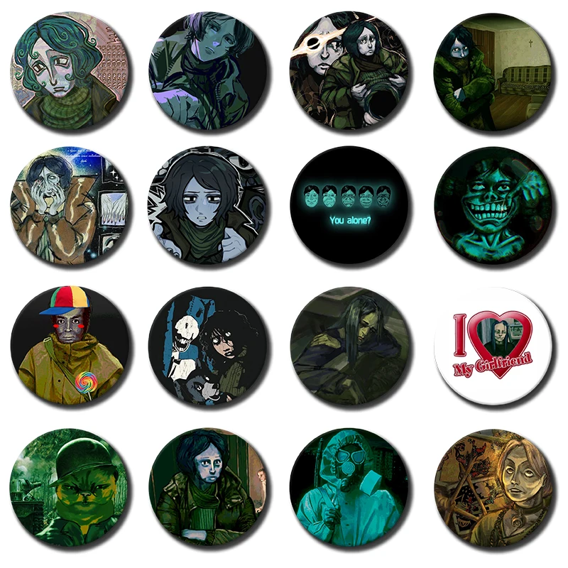 Horror Game No Im Not A H-Human Coin Badge on Backpack Clothes Handmade Round Brooch Neighbor Enamel Pins Jewlery Ornaments Gift