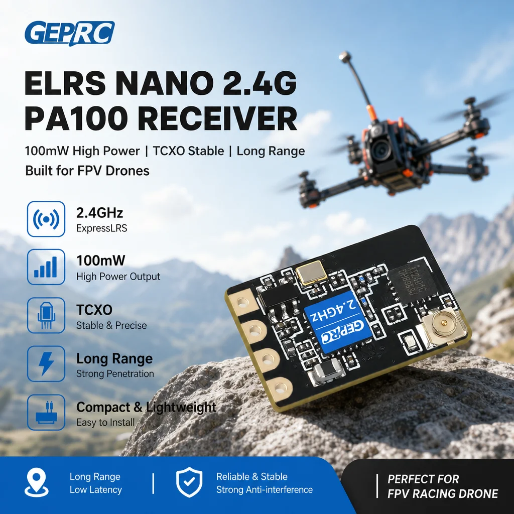 GEPRC ELRS Nano 2.4G PA100 Receiver 100mW Telemetry TCXO Stable for FPV Drone