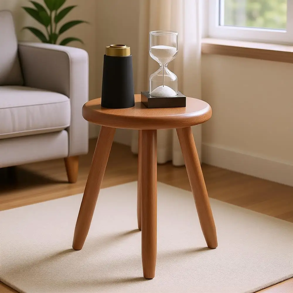 12.6 Multi-Functional Natural Wood Plant Stand & Stool for Home, Living Room, Bedroom, or Garden (16 Tall)