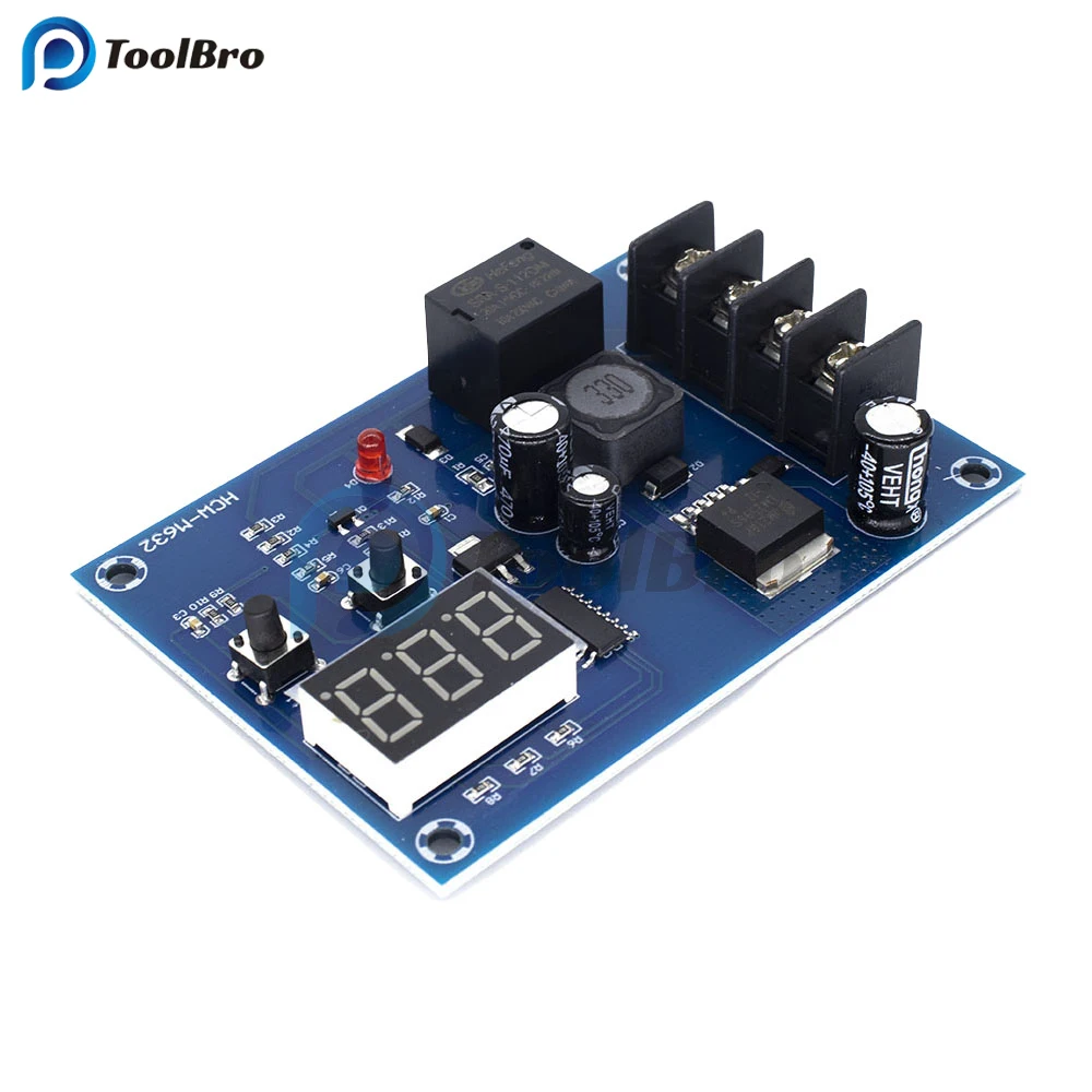 DC 12-24V Storage Lithium Battery Charger Control Switch Protection Board with LED Digital Voltmeter Charing Controller Module