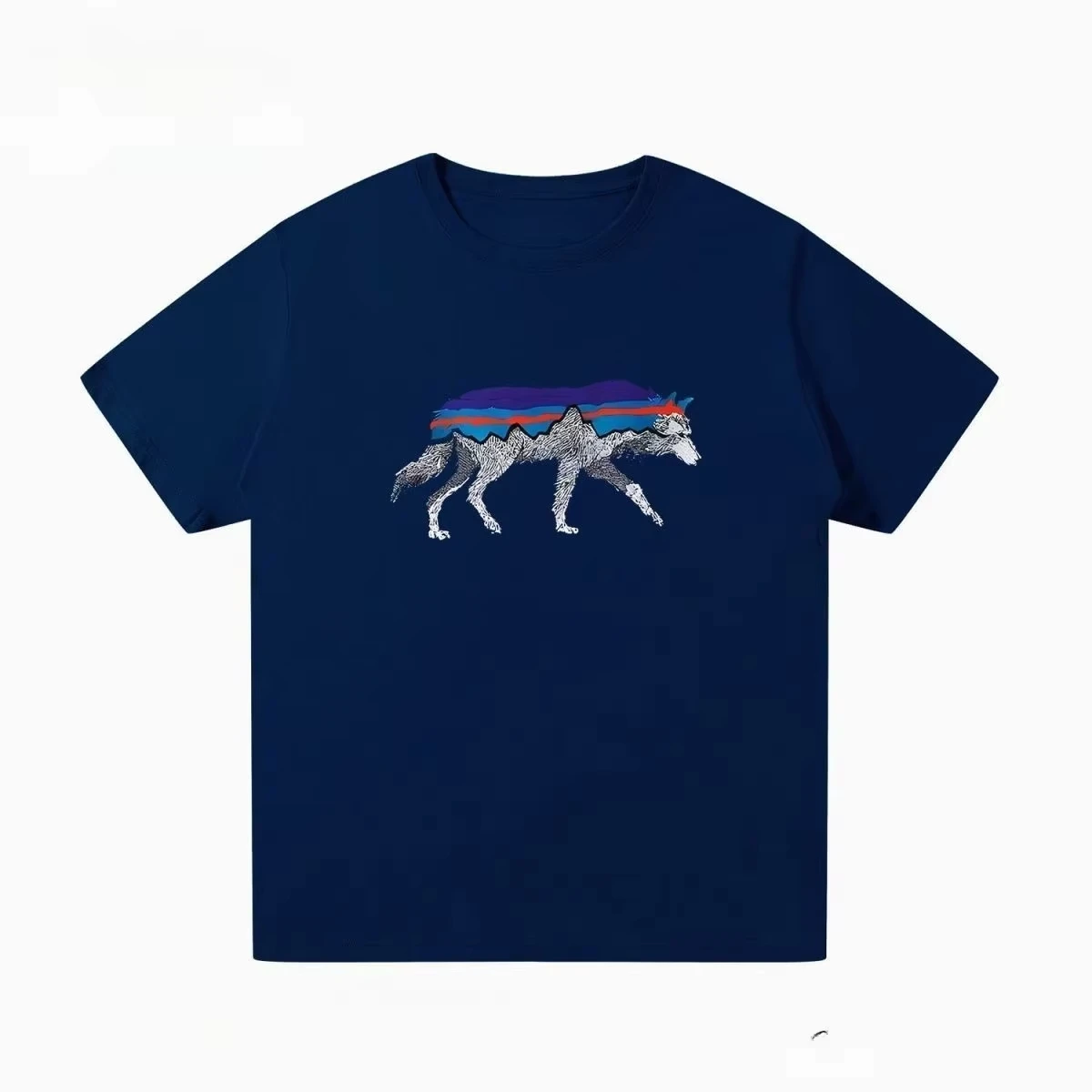 Pat Outdoor Men's and Women's Summer Wolf Print Pure Cotton Short-sleeved T-shirts Are Simple and Fashionable