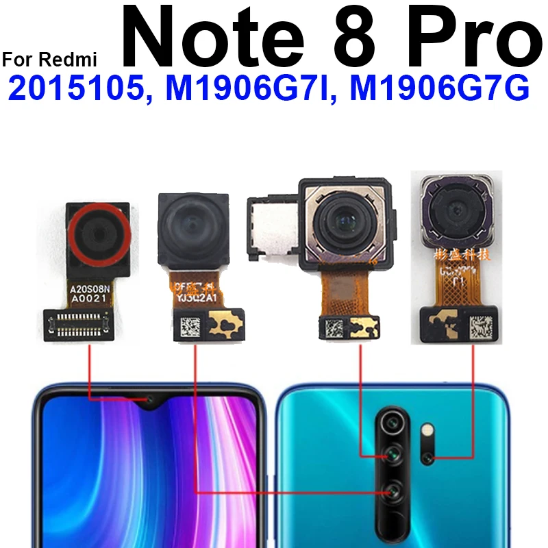 Front Rear Camera Model For Xiaomi Redmi Note 8 Note 8 Pro Primary Main Back Front Facing Camera Flex Cable Replacement Parts