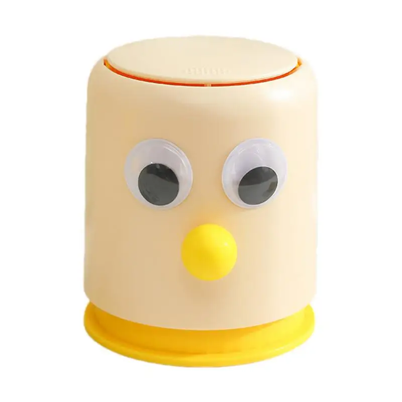 Small Desktop Trash Can Cute Big Eyes Tiny Press Type Garbage Can Press-Top Desktop Wastebasket Tiny Cartoon Countertop Waste