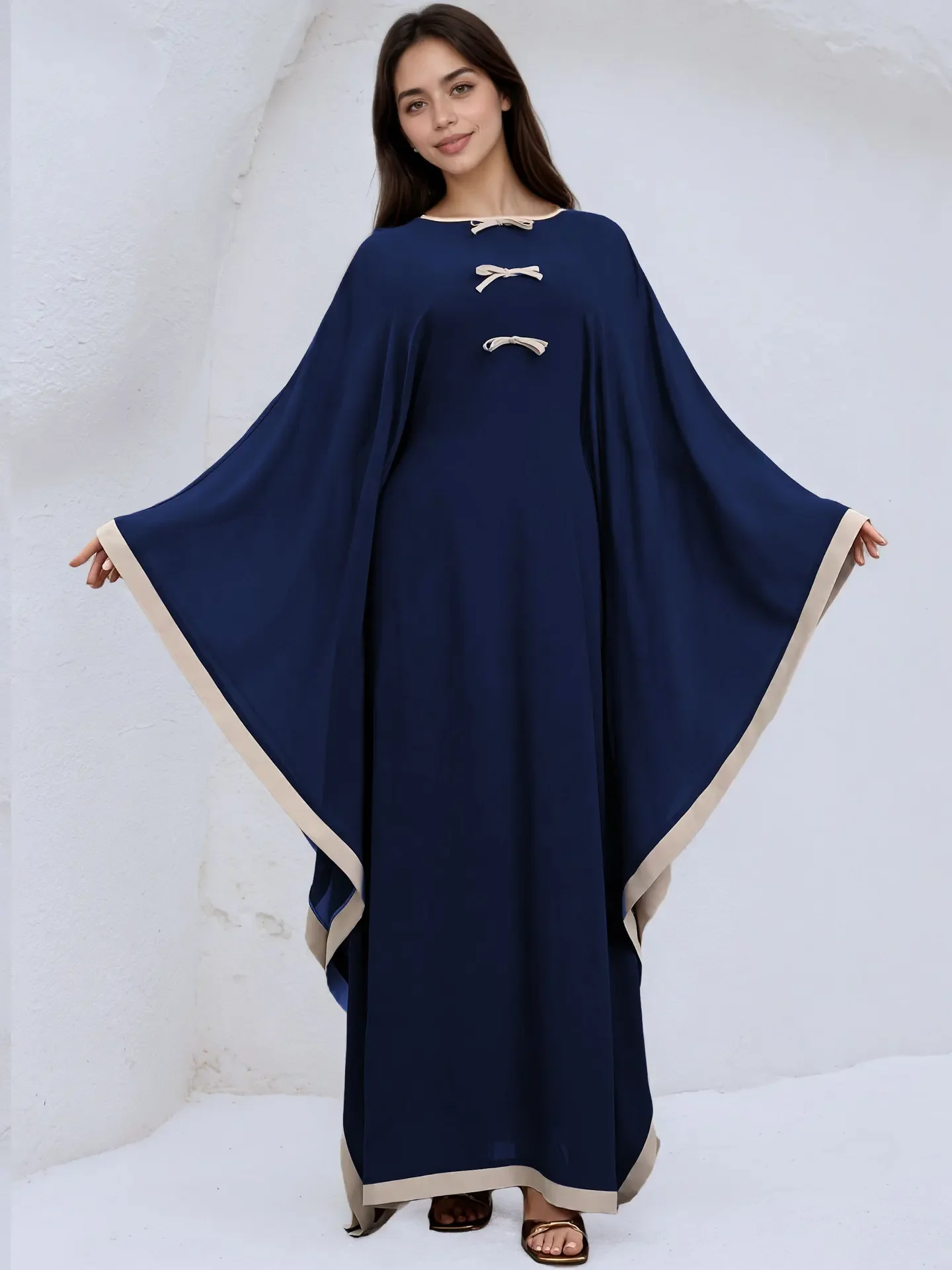 

Ид женское платье Абая мусульманский Рамадан Джалабия с бантом и рукавами «летучая мышь» Свободные платья Дубай Длинный халат Марокко Кафтан Vestidos Largos 2026