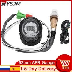 Medidor Digital de relación aire-combustible de 52mm con Sensor de oxígeno O2 de banda estrecha, medidor de coche AFR apto para voltímetro de coche de 12V, medidor de voltaje 2 en 1