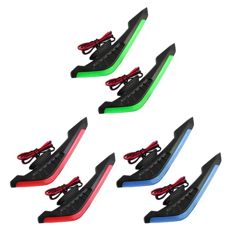 1 par aerodinâmico spoiler asa 12v luz fria led motocicleta lateral winglet asa dinâmica adesivo para modificação da motocicleta