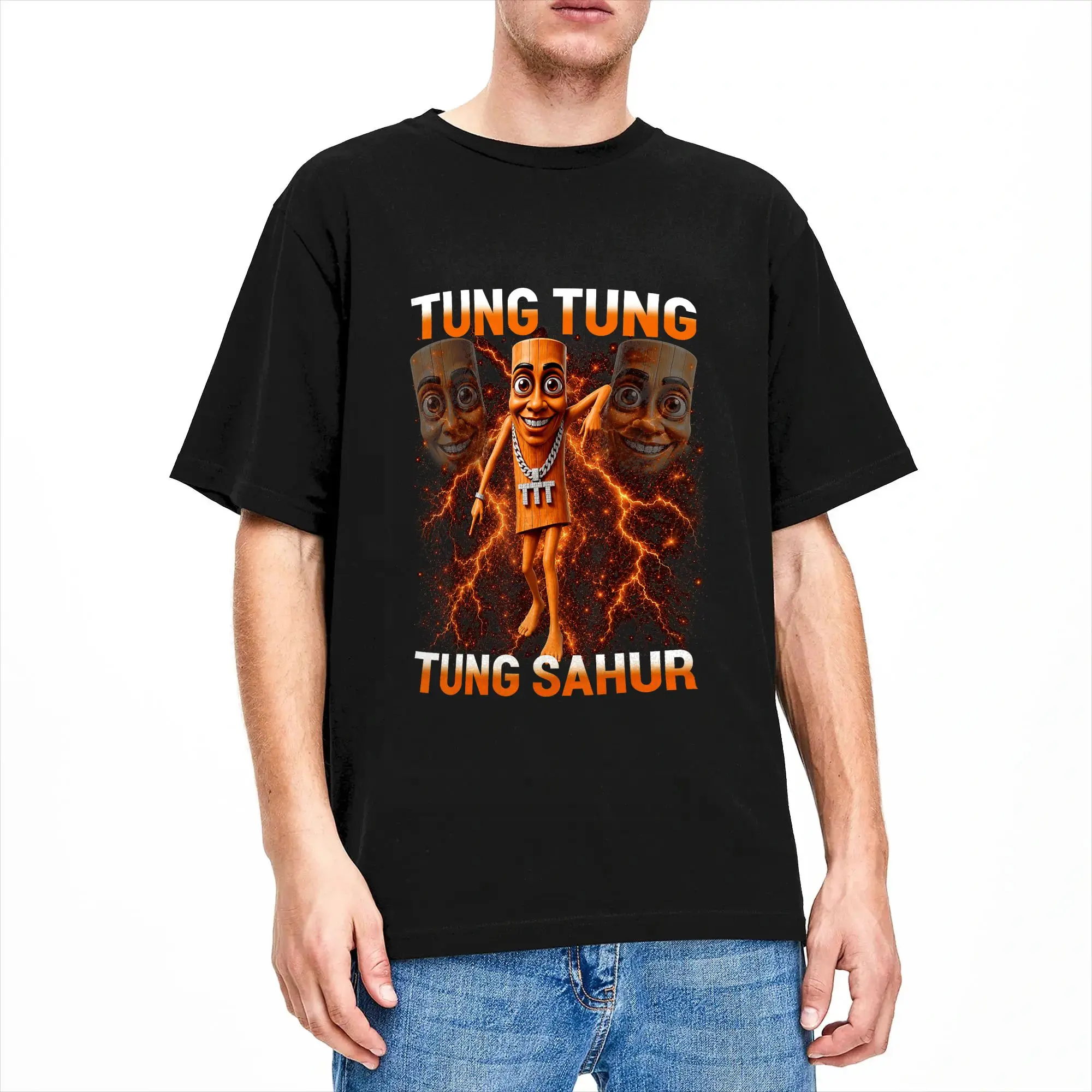 Casual T-Shirt Summer Tung Tung Tung Sahur is Calling Funny Viral Dance Meme Trendy Cool T Shirts Cotton Tee Shirt Man Retro Top