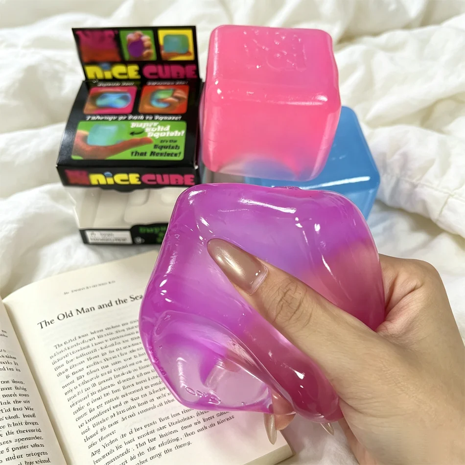 Hot New Product Soft Glutinous Sensory Fidget Cube Gel Filled Stretchable Squishy Squeeze Stress Relief Toy Gift for Children