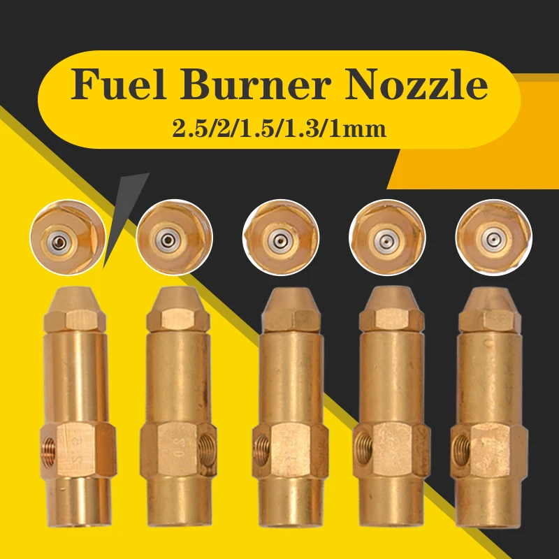 

1.0/1.3/1.5/2.0/2.5MM Brass Nozzle Waste Oil Burner Nozzle Air Atomizing Nozzle Full Cone Waste Oil Burner Jet Fuel Nozzle