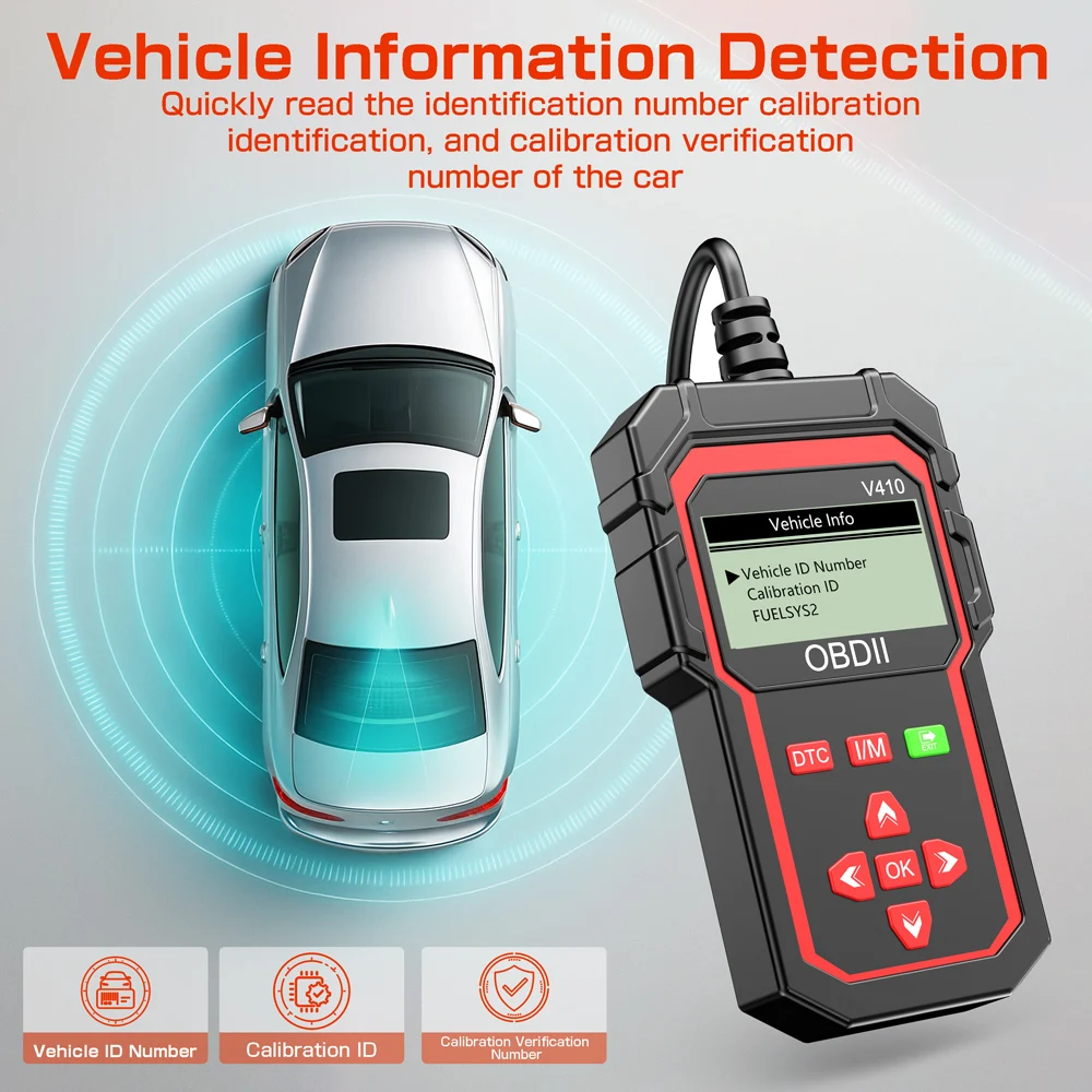 OBDII EOBD Read/Clear Fault Code OBD2 Code Reader Car Diagnostic Tools V410 ELM 327 OBD2 Scanner Auto Engine System Detection
