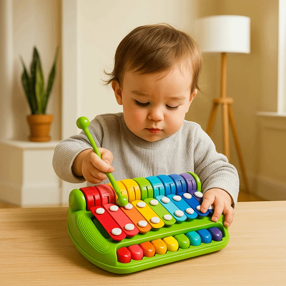 Plastics 8-note Knock Piano Toys Early Education Hand Knock Baby Music Batter Stick Toy 2 in 1 Percussion Instrument