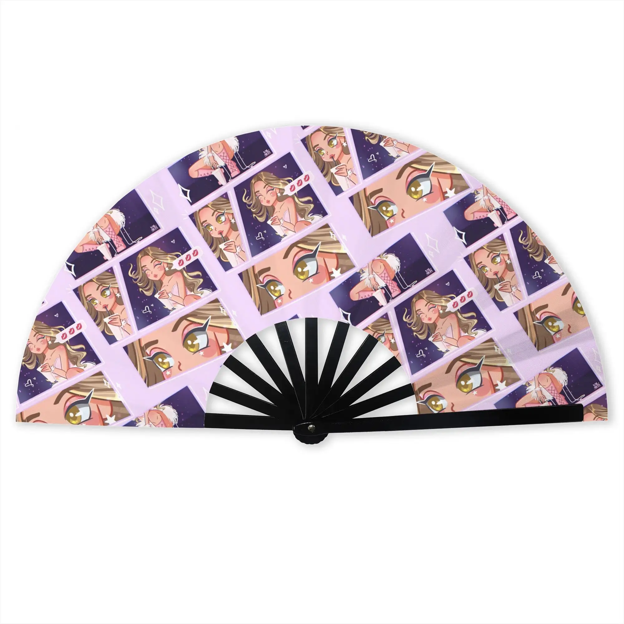 Custom E-Emilia Mernes Promotional Gift Hand Fan Party Mp3 Singer Poster Durable Folding Fans Unique Bulk Pack Fan