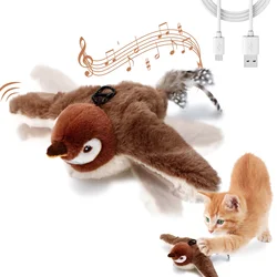 Flapping Bird Cat Toy Interactive Cat Toy Realistic Bird Sound Cat Toy Plush Cat Toy Catnip Cat Toy for Cats Kitten Toy Fun Pet