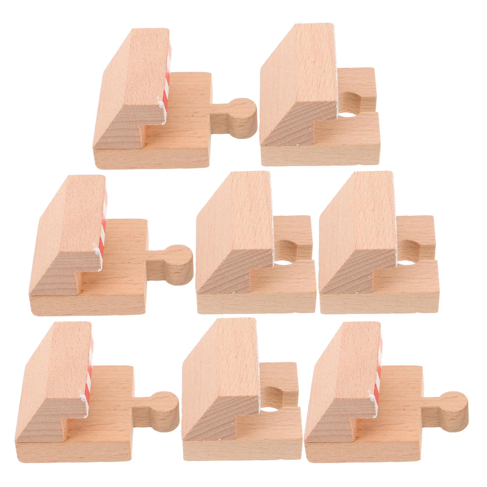 

4Sets Wooden Train Track Accessories Set Sturdy Craftsmanship Railway Track Adapter Connector Piece End Bumper for Safe Flexible
