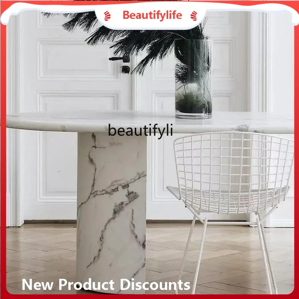 

xz1Французский ретро большой белый мрамор скандинавский средневековый свет роскошный небольшой дизайнерский овальный обеденный стол в кремовом стиле для квартиры