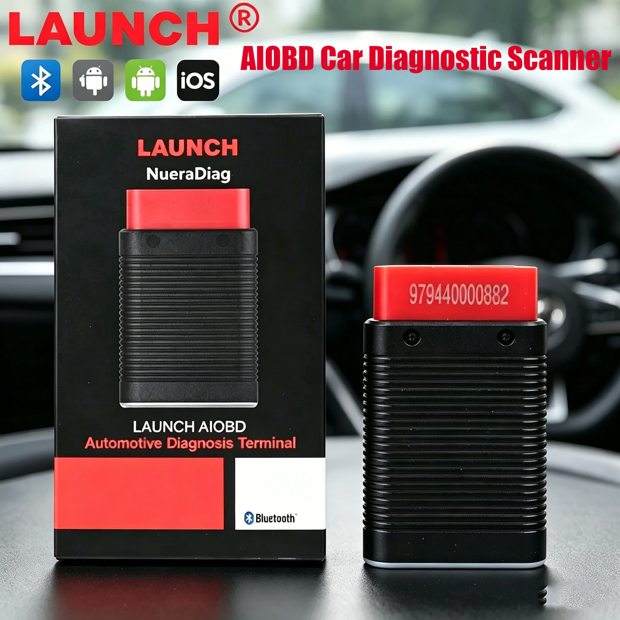 2026 LAUNCH AIOBD Bluetooth Connector Car Diagnostic Tools Full System Scan AI Report OBD2 Code Reader for Android/IOS System