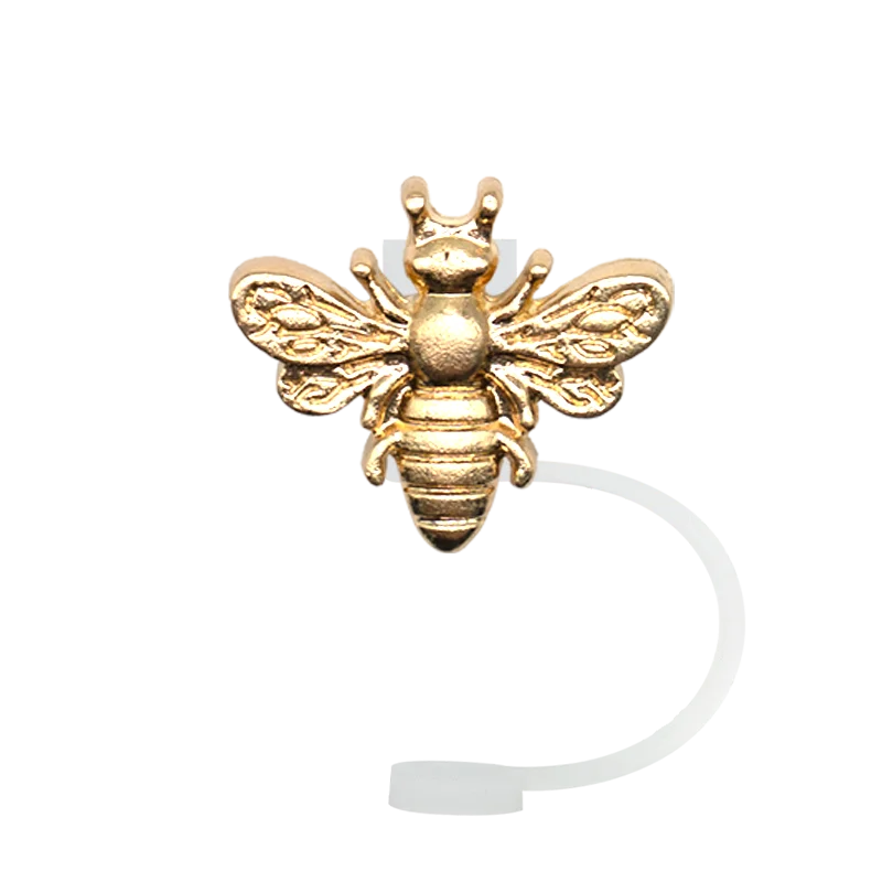 1/12PCS Gold Silicone Straw Cover,8mm Metal Kawaii  Straw Topper Butterfly  Plug for Girls, Dustproof Straw Cap Accessories