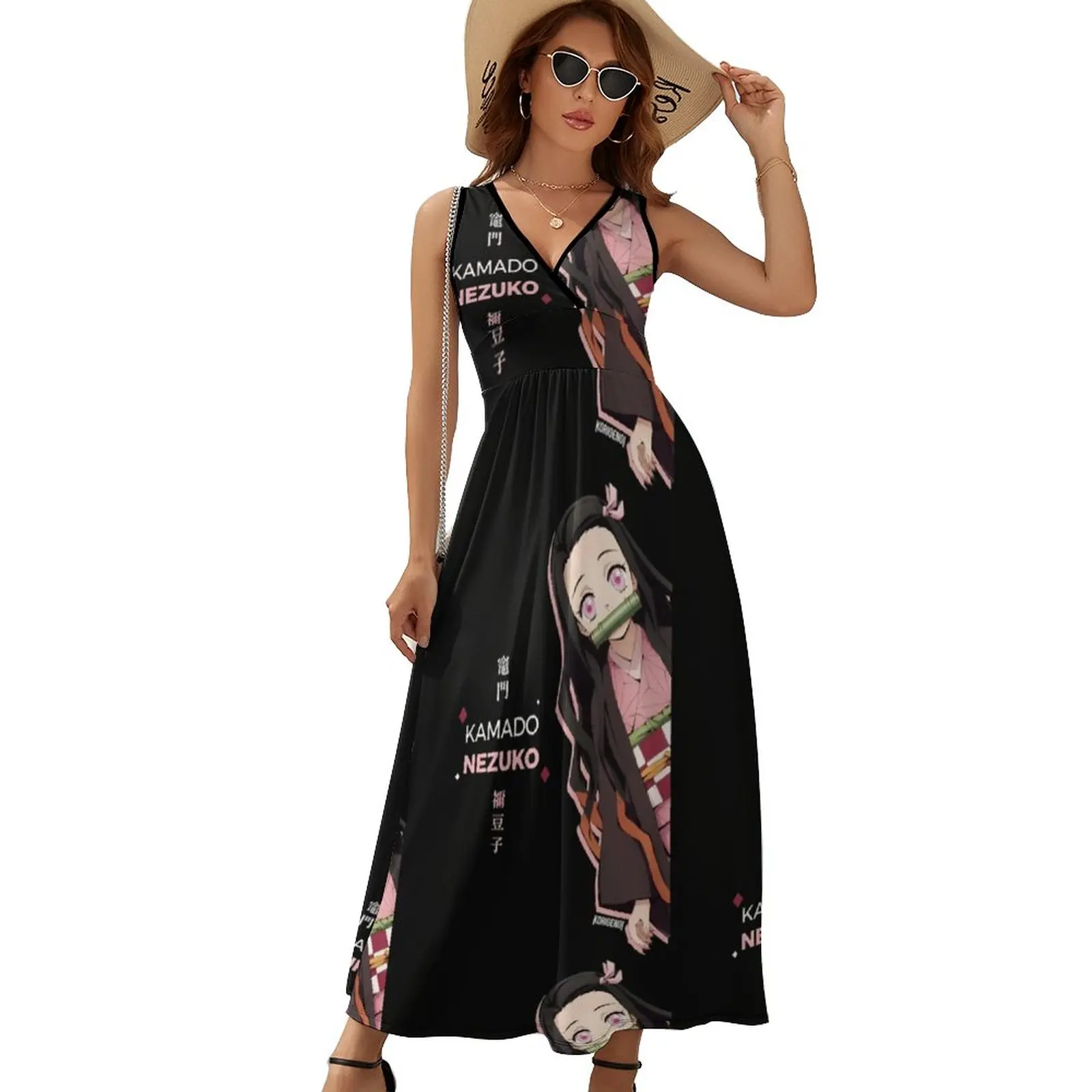 Nezuko Dress Japanese Youth Bodycon Summer Curvy Retro Pattern One-Piece Dress