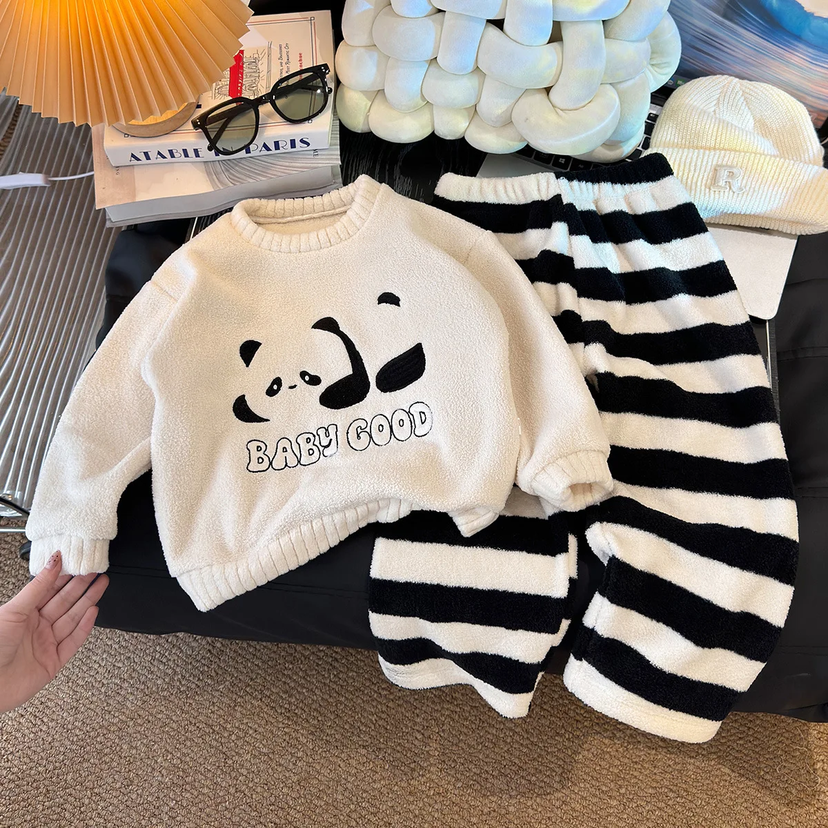 

Autumn Winter Baby Boys Homewear Sets Fashion Cartoon Flannel Clothes for 1-14 Years Teenage Kids Tracksuit Girl Clothing