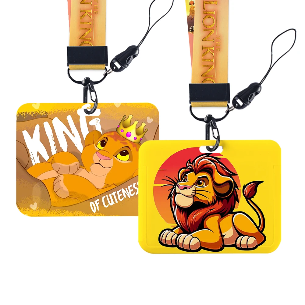 Venta caliente Disney el Rey León Simba cubierta de tarjeta Horizontal titular de la insignia de dibujos animados correa para el cuello cordón tarjeta de identificación estudiantes colgar cuerda