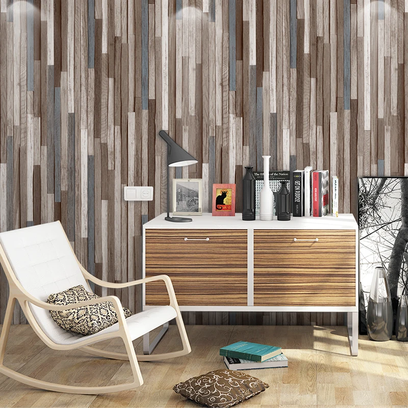 Vintage Wood Wallpaper PVC Waterproof 3D Modern Design Wall Covering Wooden Plank Wallpaper for Bedroom Living Room Decor Walls