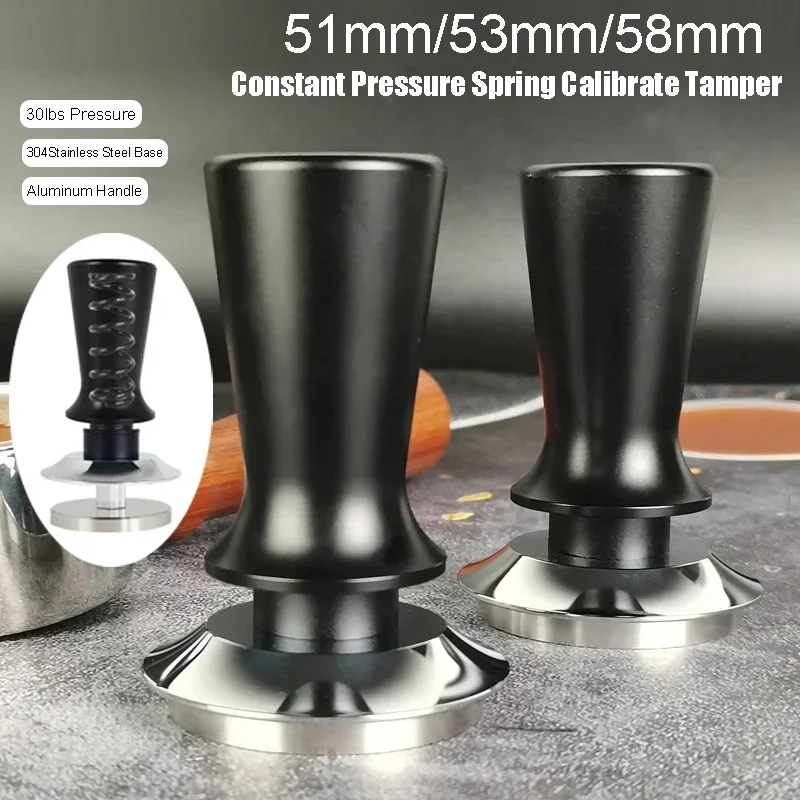 51/53/58mm Espresso Tamper, Barista 30lb Calibrated Spring Stainless Steel Coffee Tampers for 51/53/58mm Portafilters