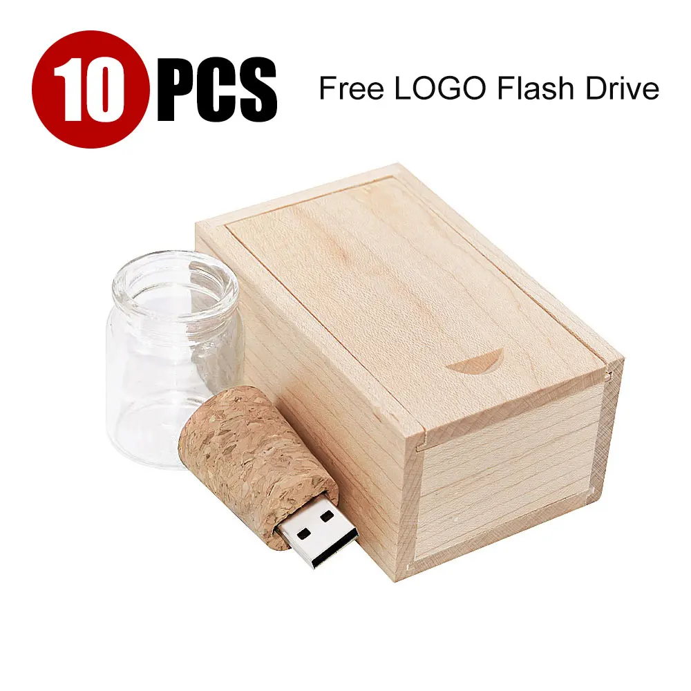 

10PCS/LOT Free LOGO Glass Bottle USB2.0 Flash Drive 4G 8G 16GB 32GB High Speed Pen Drives Photography Gifts Memory Stick U Disk
