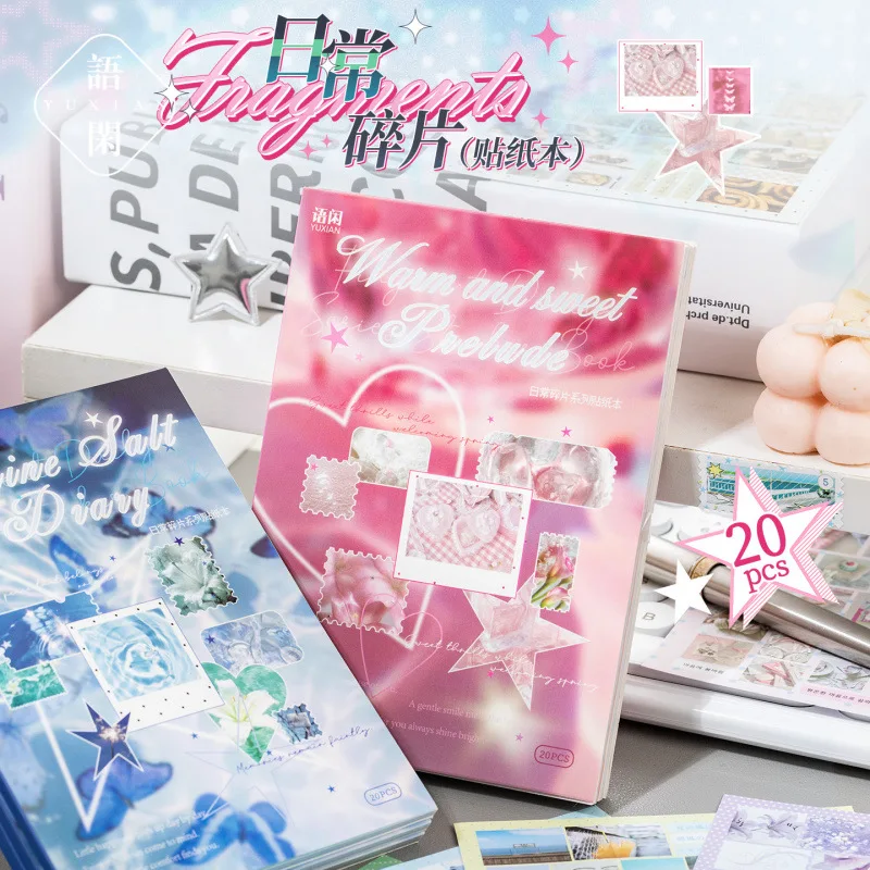 20pcs/set New Stickers Book Kawaii Japanese Style Retro Everyday Debris Sticker Book Diy Handmade Scrapbook Aesthetic Stationery