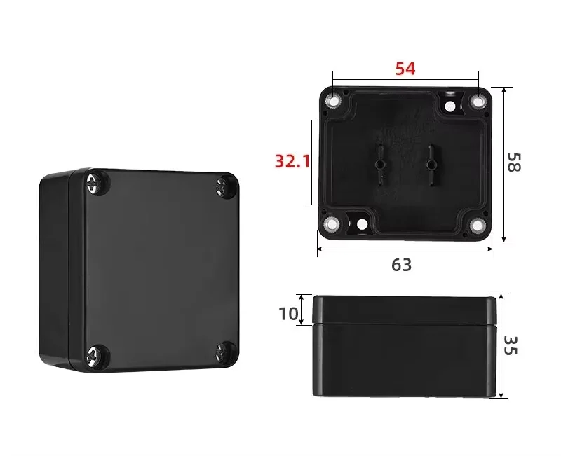 63x58x35mm Outdoor Waterproof Electrical Enclosure Instrument Case Housing Black Project Plastic Connection Junction Box