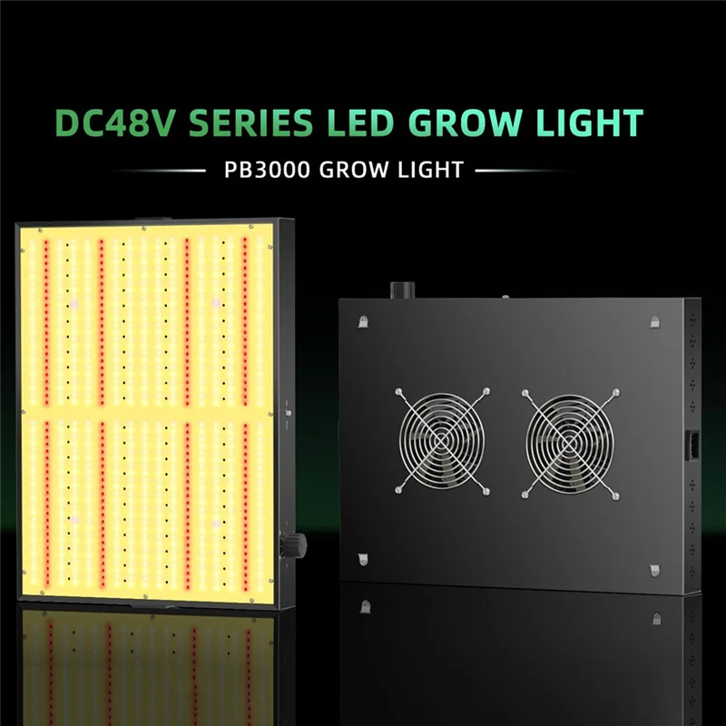 

ABUG-300W PB3000 LED Grow Light Full Spectrum Withdimmable Silent Fan Forindoor Plants Flower Vegetable Seedling Lighting US Plu