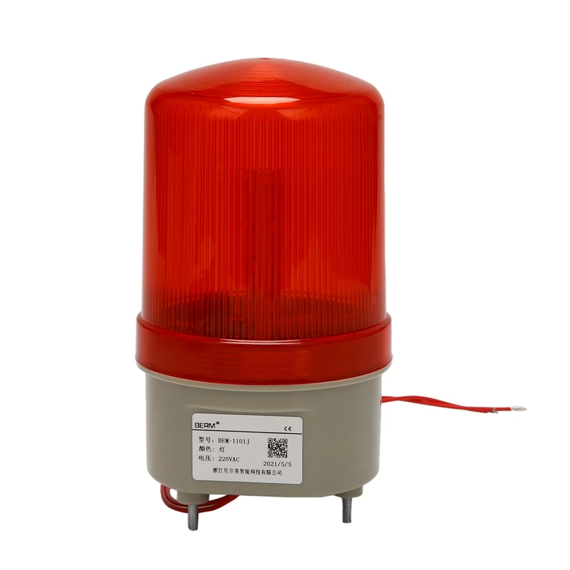 A22R-Industrial Flashing Sound Alarm Light,BEM-1101J 220V Red LED Warning Lights Acousto-Optic Alarm System Rotating Light Emerg