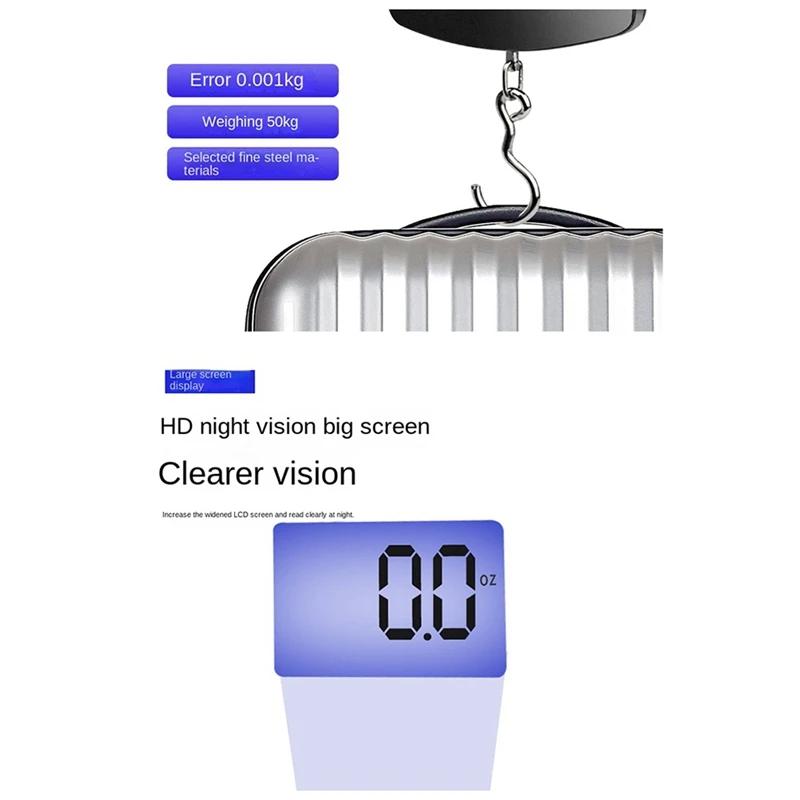 50KG Travel Luggage Scale Portable Handheld Electronic Scale With Hook Weighing, Express Fishing Handheld Scale