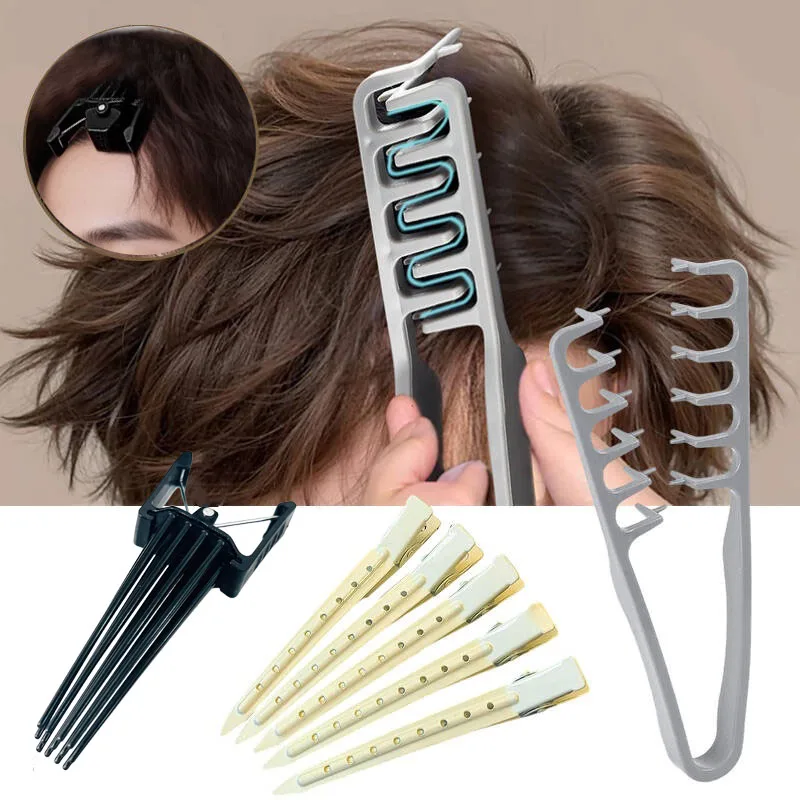

Volumizing Wide-Tooth Hair Styling Comb Natural Hair Roots Fluffy Clip Duckbill Hairpin Curling Tools Texture Tyling Tools Sets