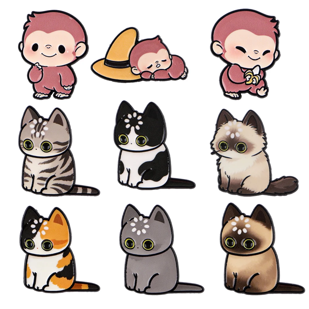 2-6pcs/set Kawaii Cat Monkey Dog Creativity Enamel Pins Women Badge Backpack Collar Lapel Pin Hat Jewelry Gifts for Friends