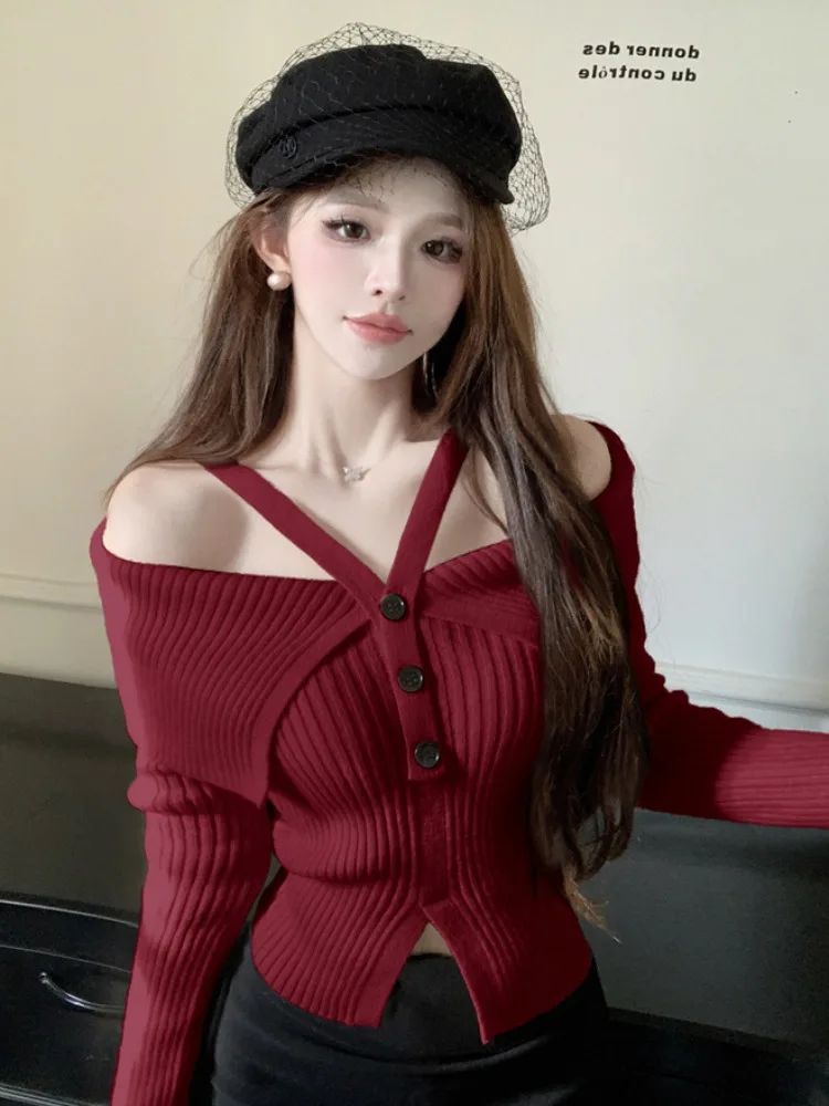 

Pullovers Womans Oversize Cotton Off-Shoulder Ruffle Sweaters Party Dress Elegant Cute Mom Clothes Fashion Trendy Pop Popular Bf