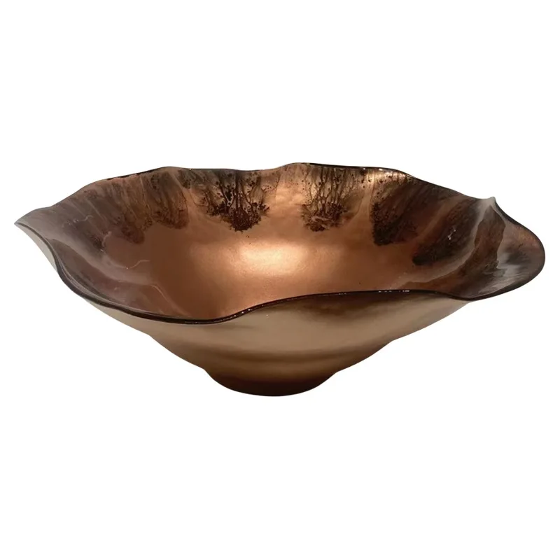 PYJ Creative Dried Fruit Plate Living Room Household Fruit Plate Glass Simple Modern Light  Soft Crafts