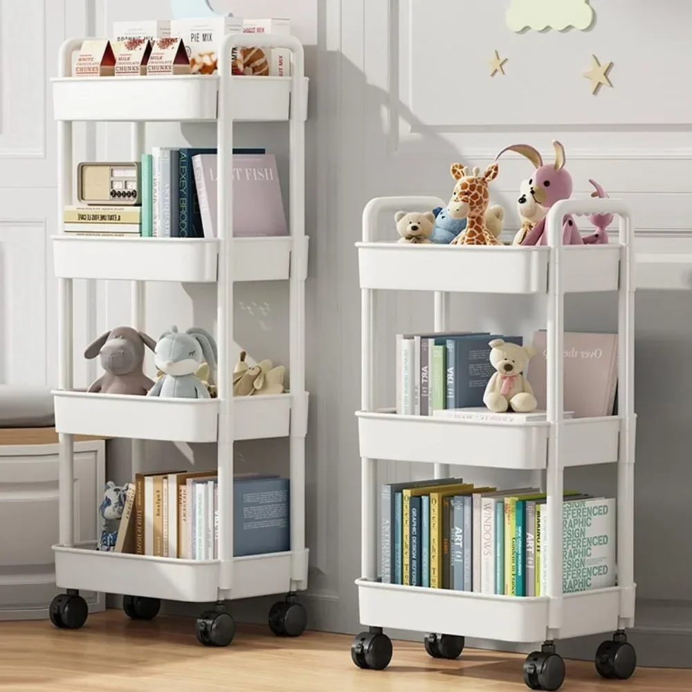 Mobile Storage Trolley Cart Multi-Layer Stand Carts Multifunctional Household Snack Cart Storage Shelf Multi Storey Snacks Racks