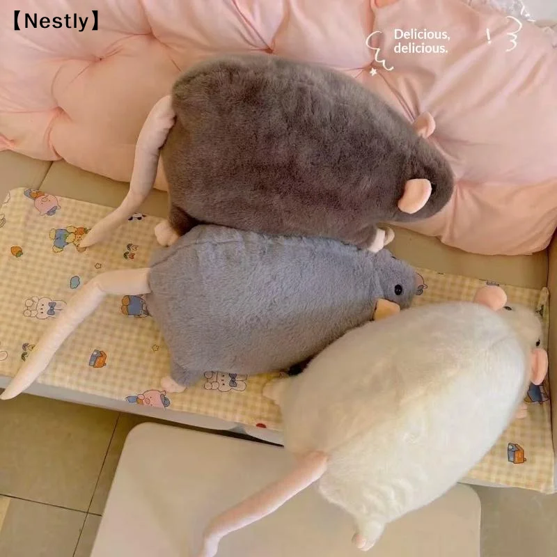 1 unidad, 35/50/90cm, figura de animal de dibujos animados de rata con rama de flor, suave, de gran tamaño, linda simulación de ratón grande, juguete de peluche, almohada 〔Nest〕