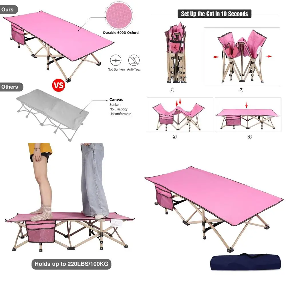 

Портативная розовая детская кроватка для путешествий, для детей 2-7 лет, легкая и компактная, подходит для использования в помещении и на улице, 53x26