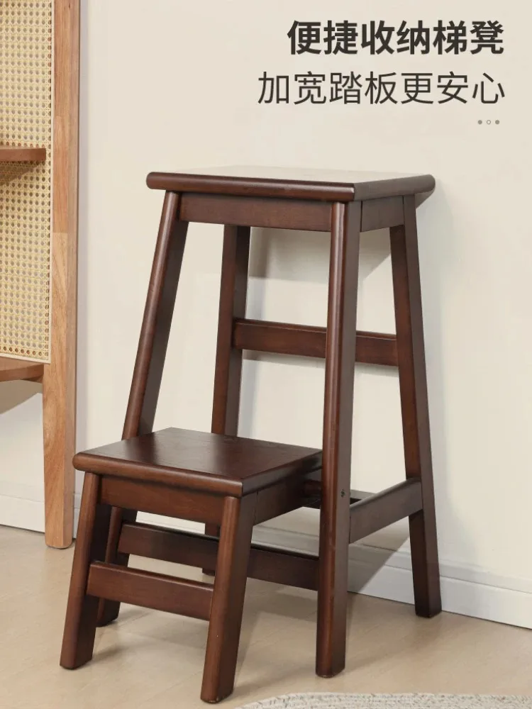 

Household stool Multifunctional folding ladder Thickened solid wood ladder chair Ladder stool Dual-purpose climbing high stool