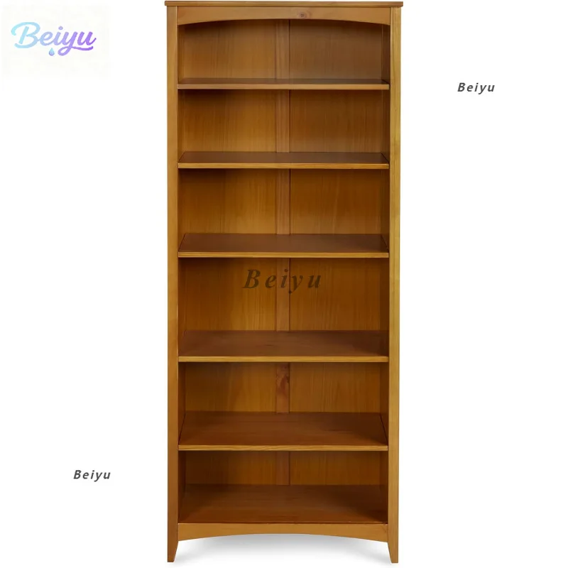 

6-Layer solid wood adjustable shelving closed back panel display bookshelf, suitable for living room, bedroom and office