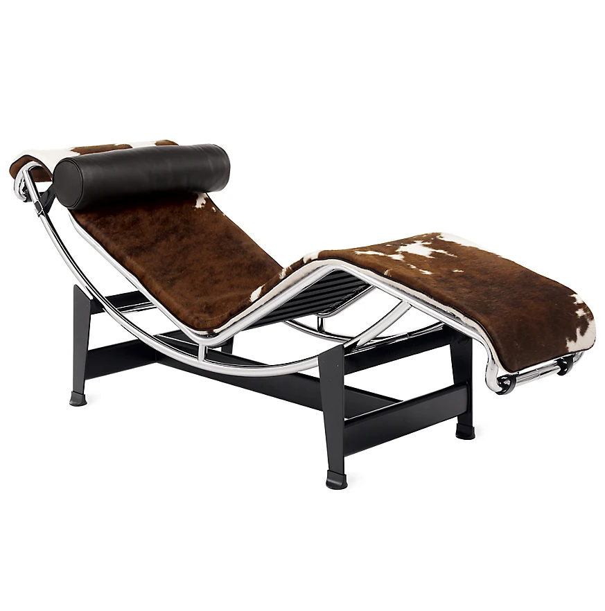 

Cowhide Chrome Lounge Chair Modern Designer Furniture Leather Chaise on Sale