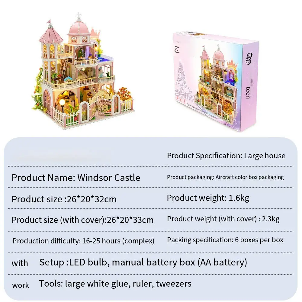 مجموعة قلعة الأحلام الجديدة التي يمكنك صنعها بنفسك - لعبة منزل مصغرة مجمعة يدويًا، نموذج ألغاز مزخرف هدية لعشاق الحرف اليدوية
