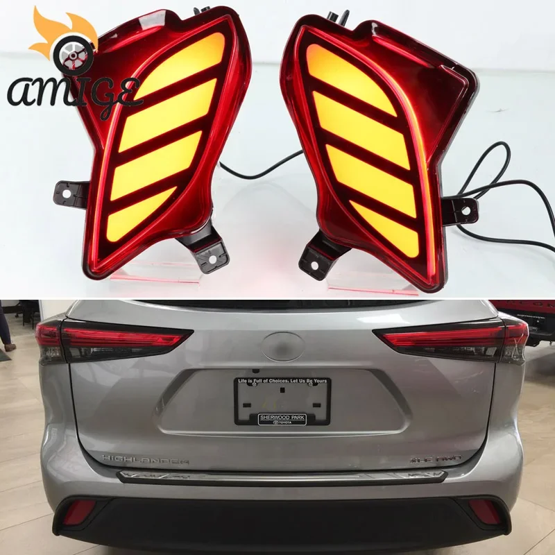 

Car LED Taillights Rear Fog Lamps For Toyota Highlander 2020 - 2021 Brake Light Rear Bumper Decoration Reflector Auto Lamp