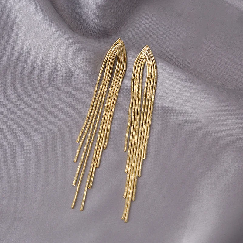 New Luxury Long Tassel Clip on Earrings for Women Bridal Earrings Party Wedding Ear Clips Jewelry Gifts