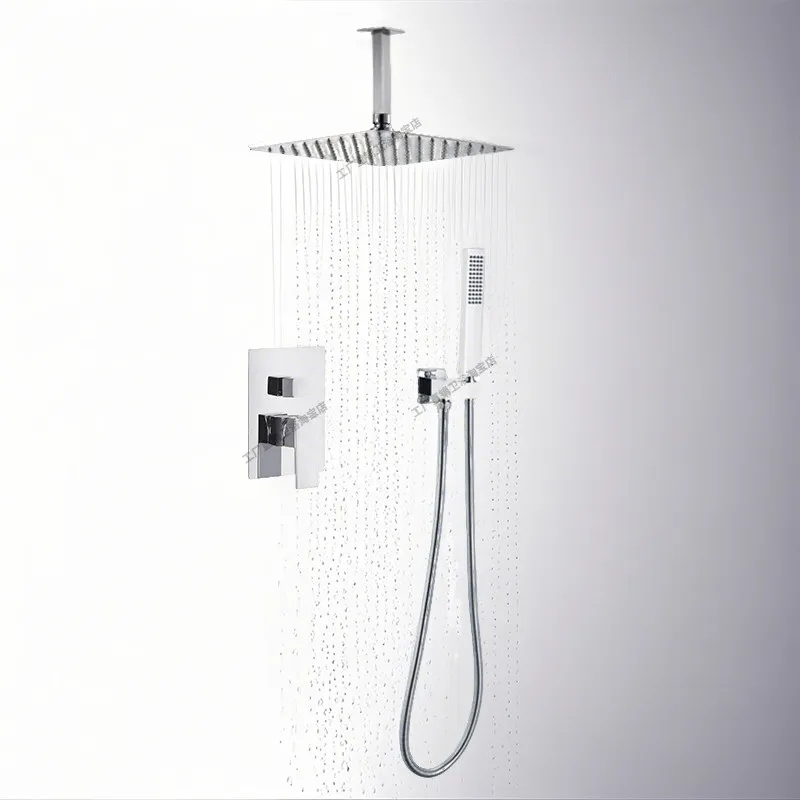 All copper chrome color concealed shower faucet bathroom multifunctional in-wall hot and cold rain shower set