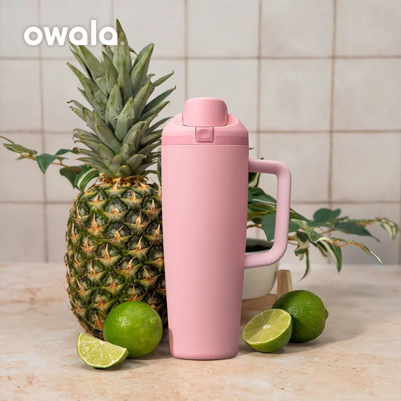 Owala Cooling Ice King Cup 40oz Large Capacity Stainless Steel Insulated Cup Leak Proof Portable Simple Handle Water Cup